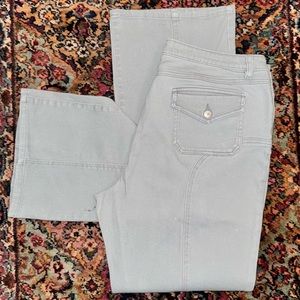 Heavyweight Light Gray/Sage Button Flap Straight Leg Jeans, Sz 18T (see meas)
